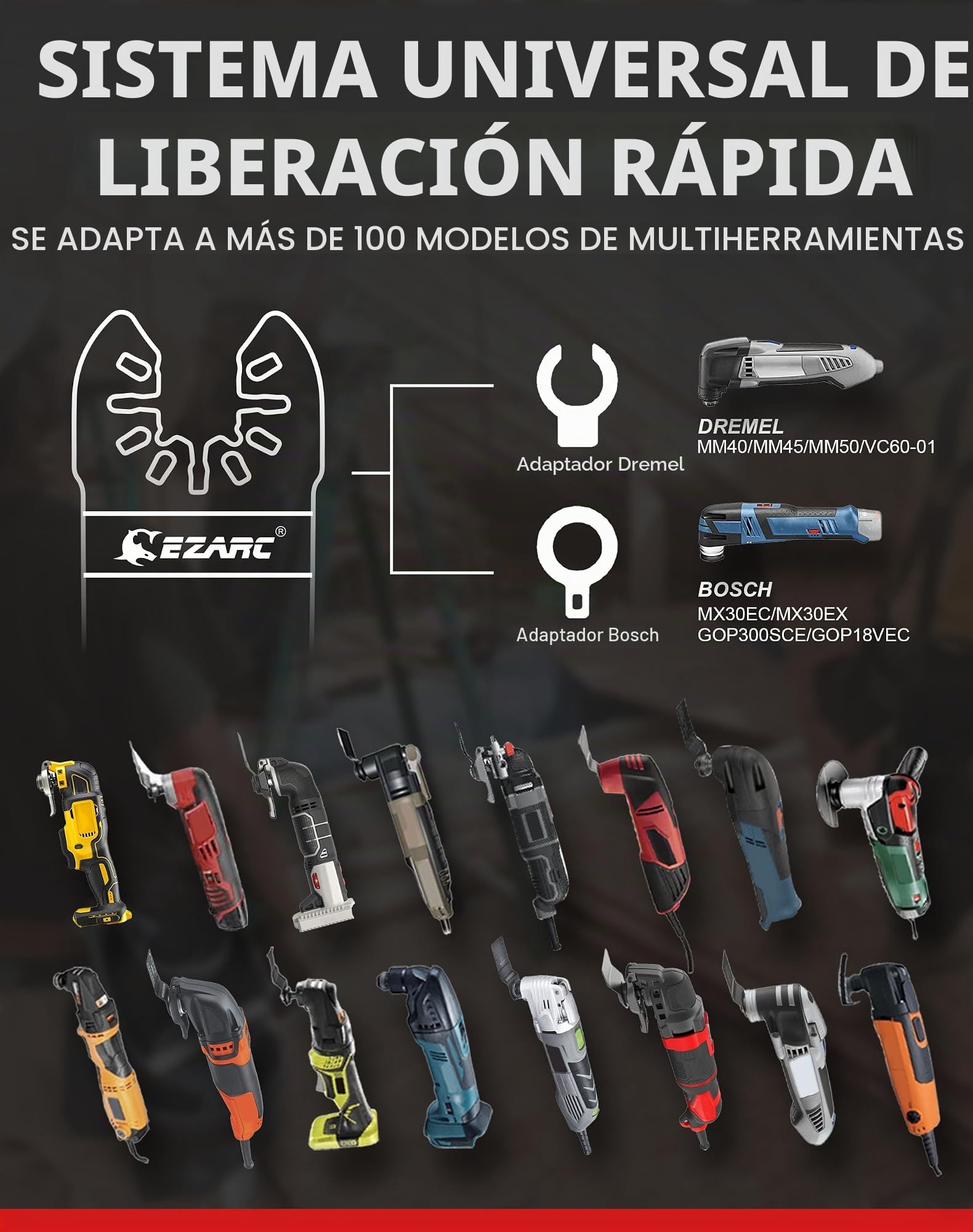 EZARC Cuchillas Multiherramienta Oscilante con Revestimiento de Titanio para cortar Metal, Madera y Material duro - 3 Piezas