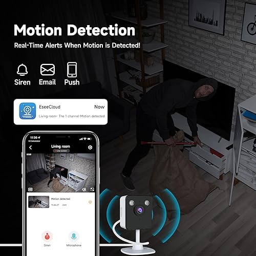 Miniatura 4 de Cámaras 2K para seguridad en el hogar en interiores, monitor WiFi de 2.4 y 5Ghz para bebés y mascotas con aplicación, visión nocturna, detección de