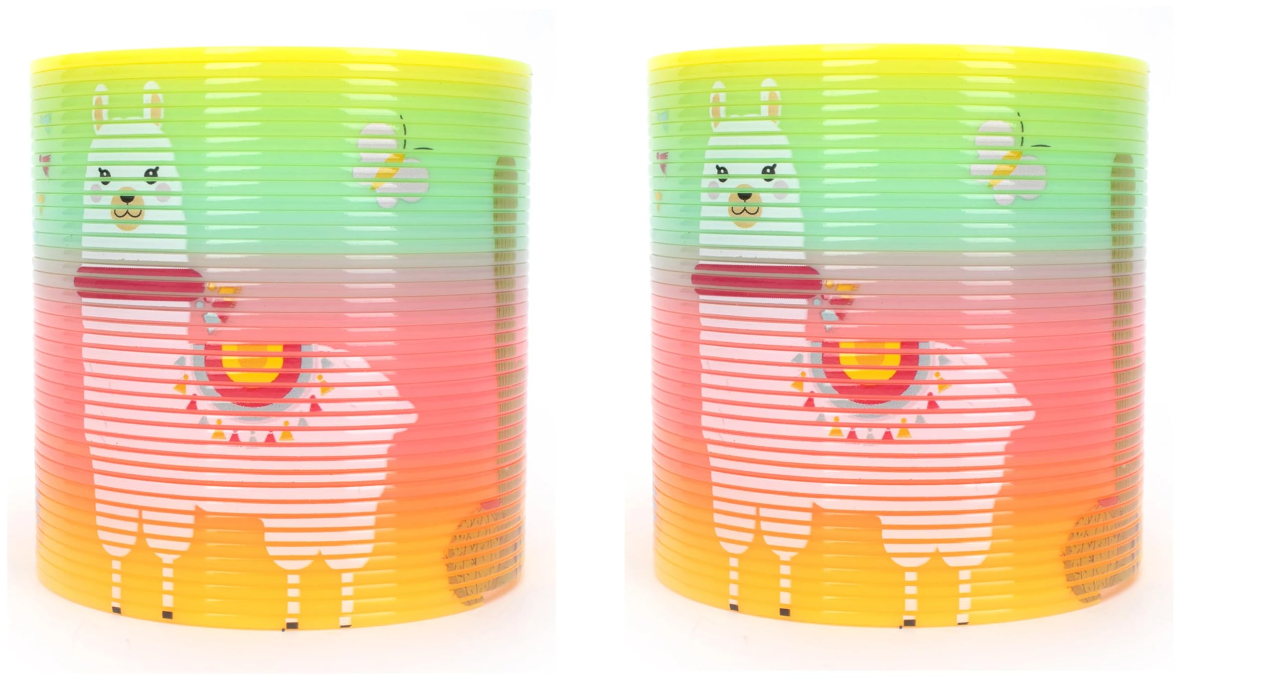 Lama Plastic Magic Spring Rainbow Circle Spring Bouncy Stretchy Slinky Toy (Multicolour) - Alpaca design (2pcs)
