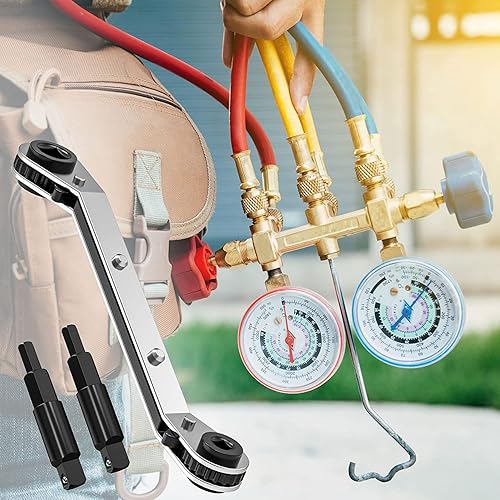 Vista 7 de Mellbree Llave de servicio HVAC, acero al carbono, 3/8 in, 1/4 in, 5/16 in, 3/16 in