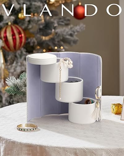 Vista 21 de Vlando Viaggio - Joyero pequeño, caja de almacenamiento para accesorios de viaje A. Gris