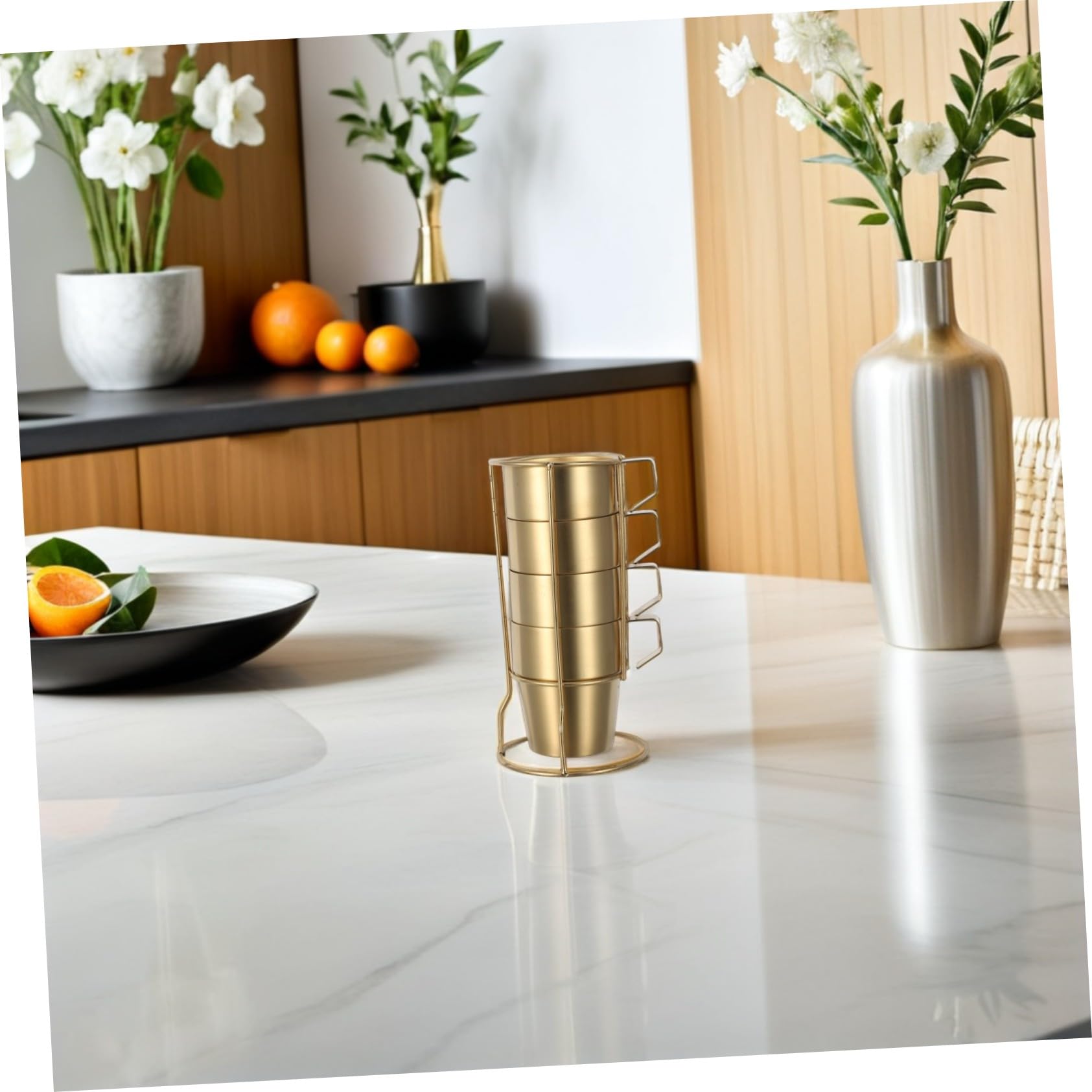 Homoyoyo Juego de Tazas de Café de Acero Inoxidable 300ml con Asa, Dobles