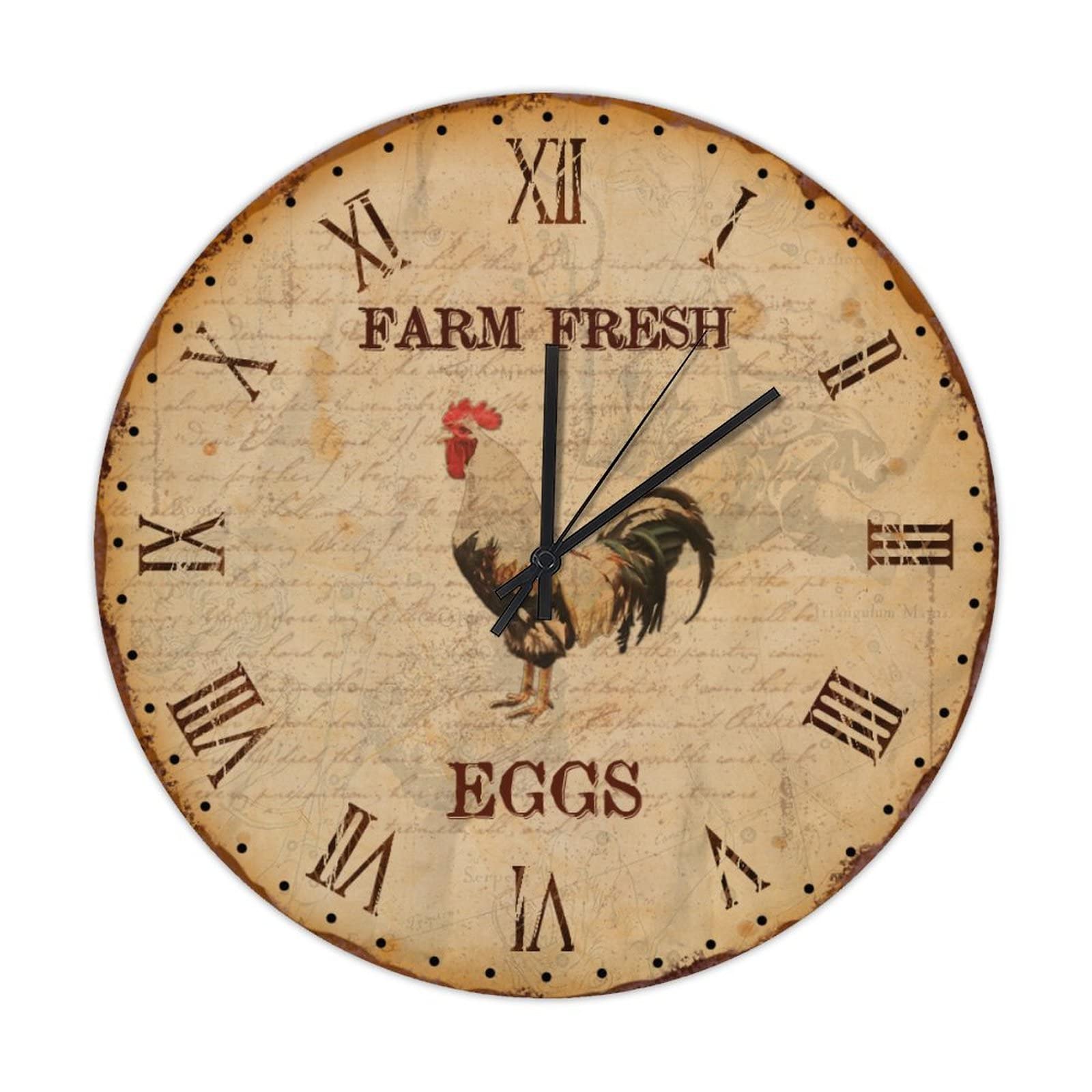 Horloge murale à quartz en bois rustique haut de gamme pour salon