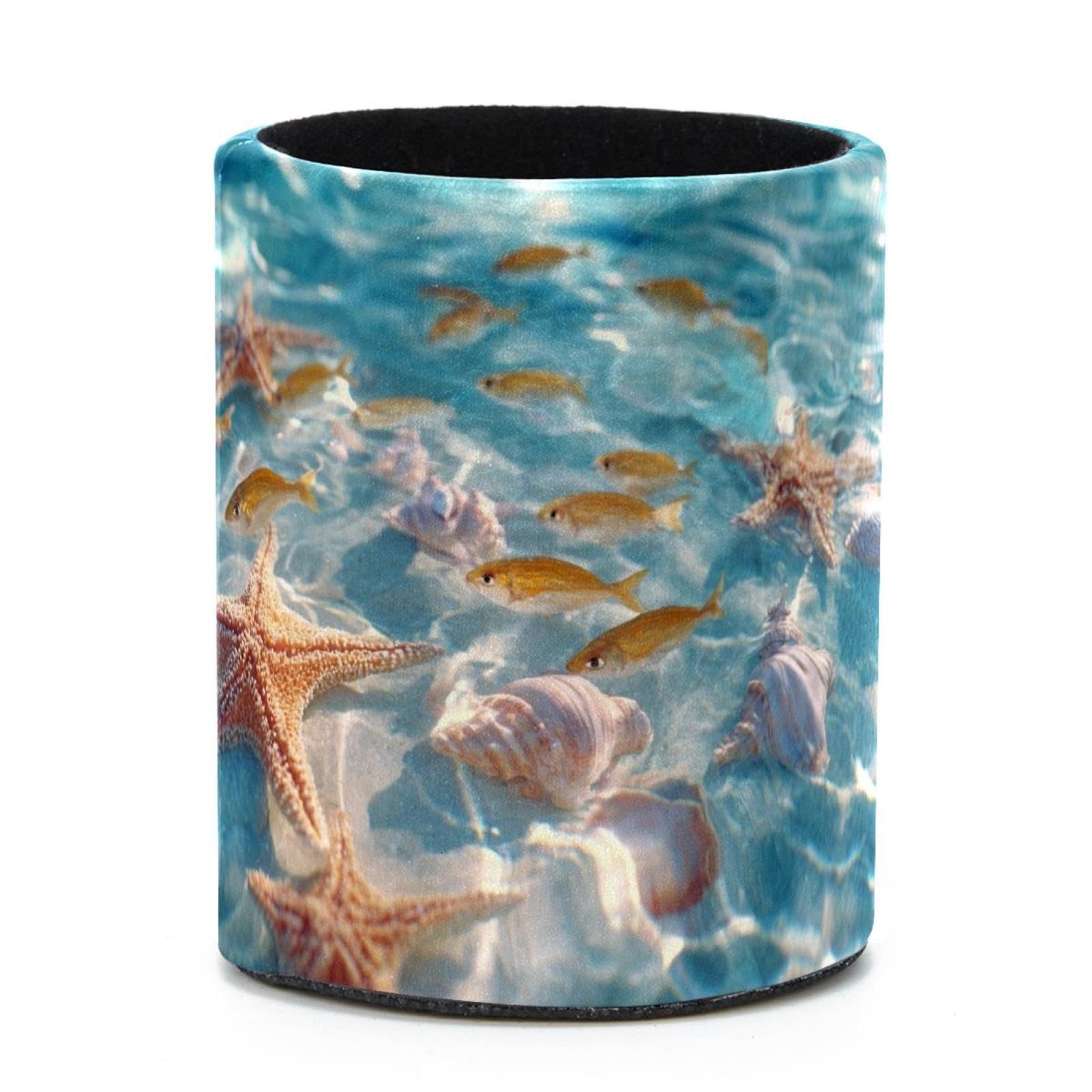 VAPOKF Round Pencil Holders for Desk, Starfish and Fish Pen Holders Pen Pot Makeup Brushes Storage Desktop Stationery Supplies Organiser for Home Office