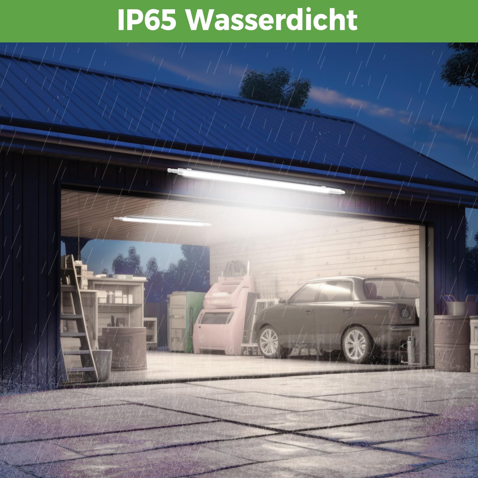 zemty Feuchtraumleuchte LED Röhre 120CM, 3000K/4000K/6500K 36W 3960LM LED Deckenleuchte, IP65 Wasserfest Lichtleiste für Kellerlampe, Werkstattlampe, Küchenlampe, Badlampe