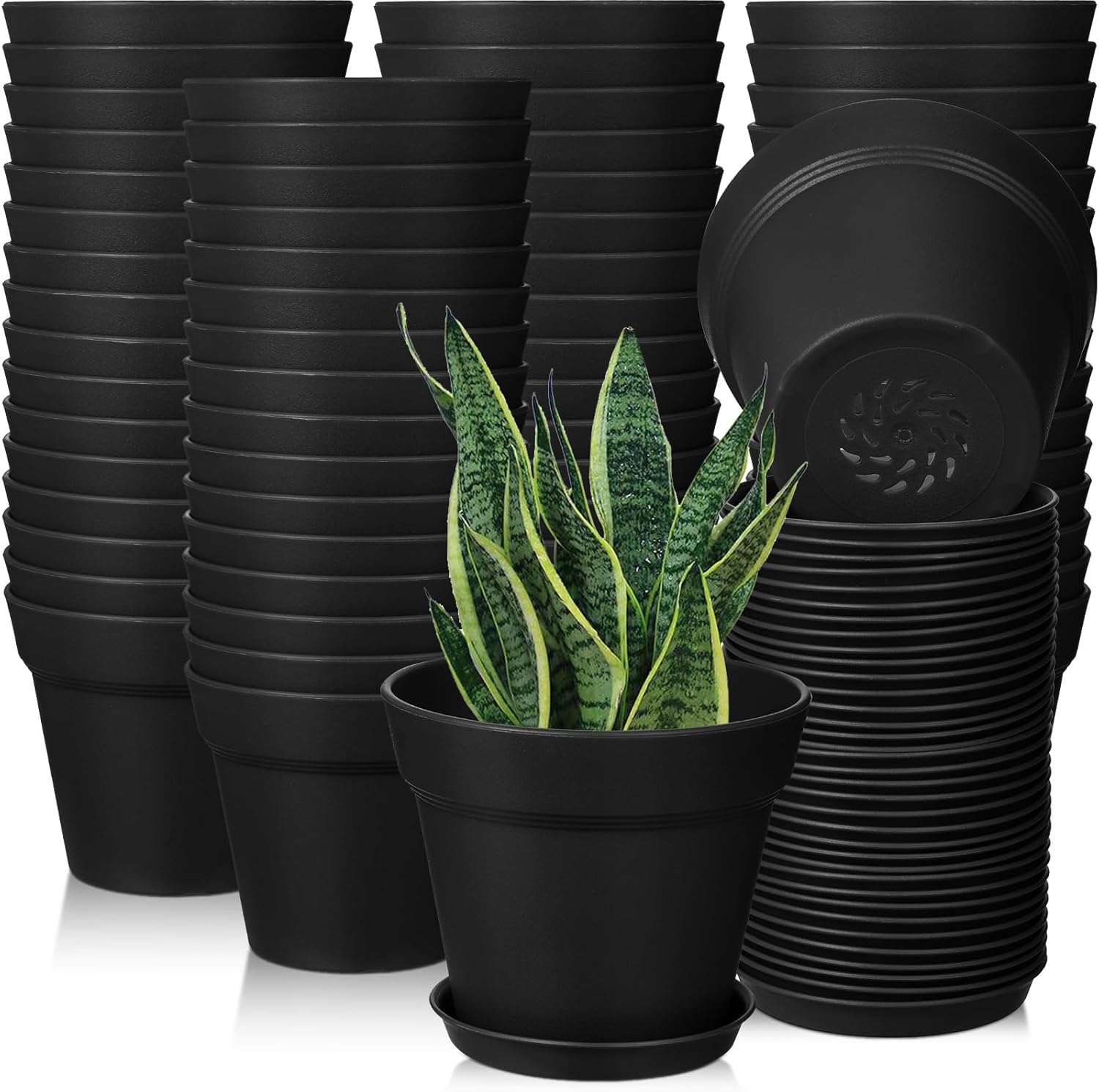 54 Pcs 4'' Plant Pots Bulk Plastic Flower Pots with