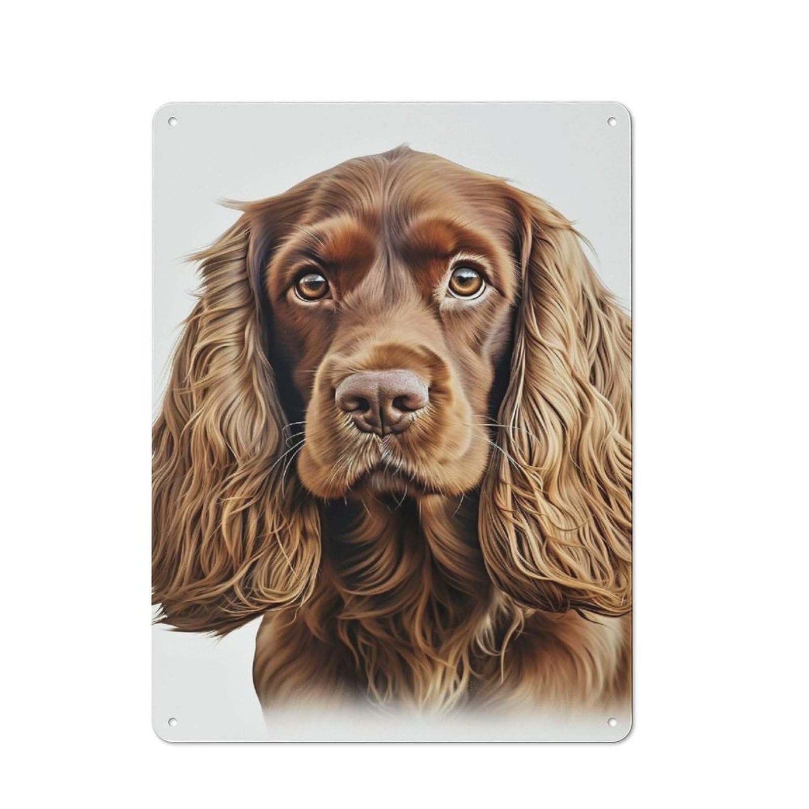 Portrait of A Brown Cocker Spaniel Printed Tin Plaque, Clean Printed Wall Decor for Breakfast Nook, Kitchen Wall And Home Cafe, 40x30cm