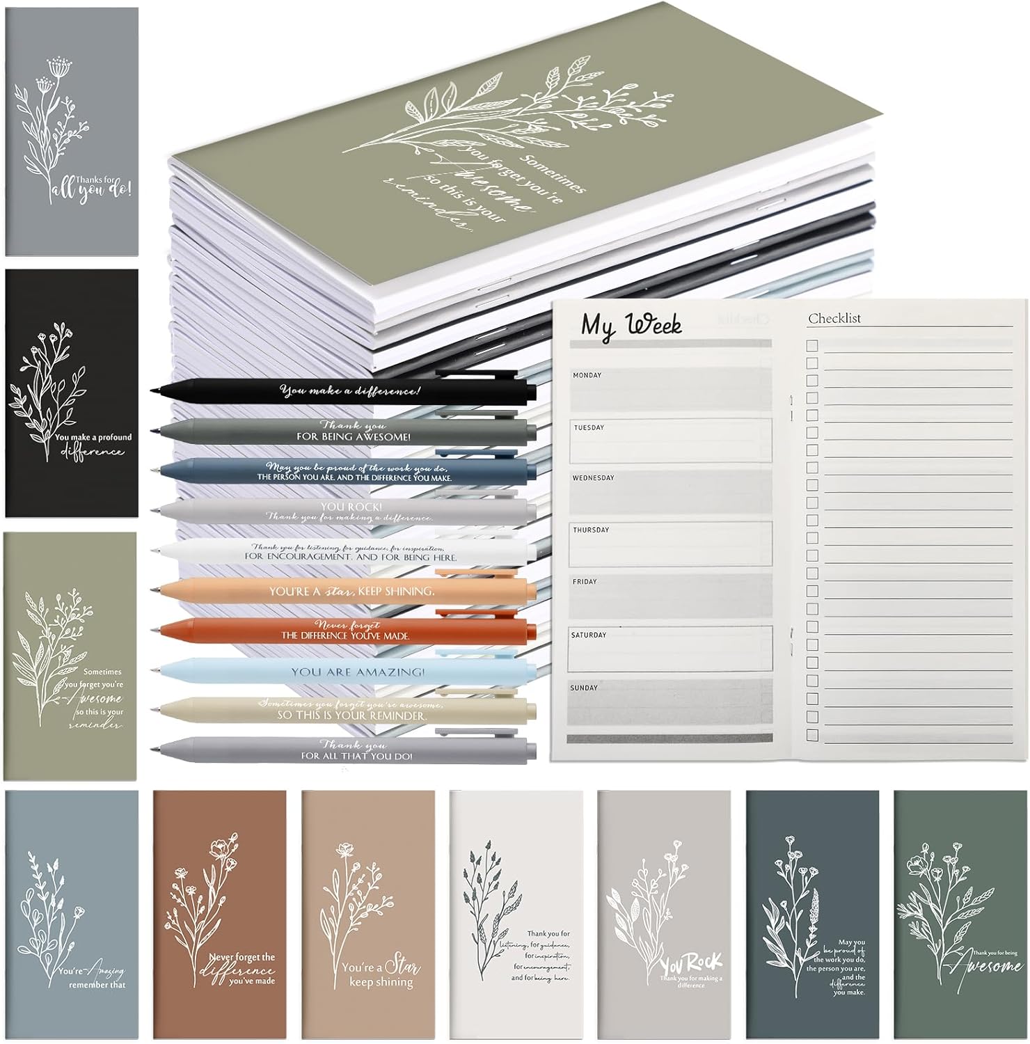 Tellingyou 30 Set Employee Appreciation Gifts Bulk 2026 Mini Pocket Planner with Pen Daily Weekly to Do List Notepad Motivational Journal Thank You Gift for Team Coworker Staff Teacher(Aesthetic)