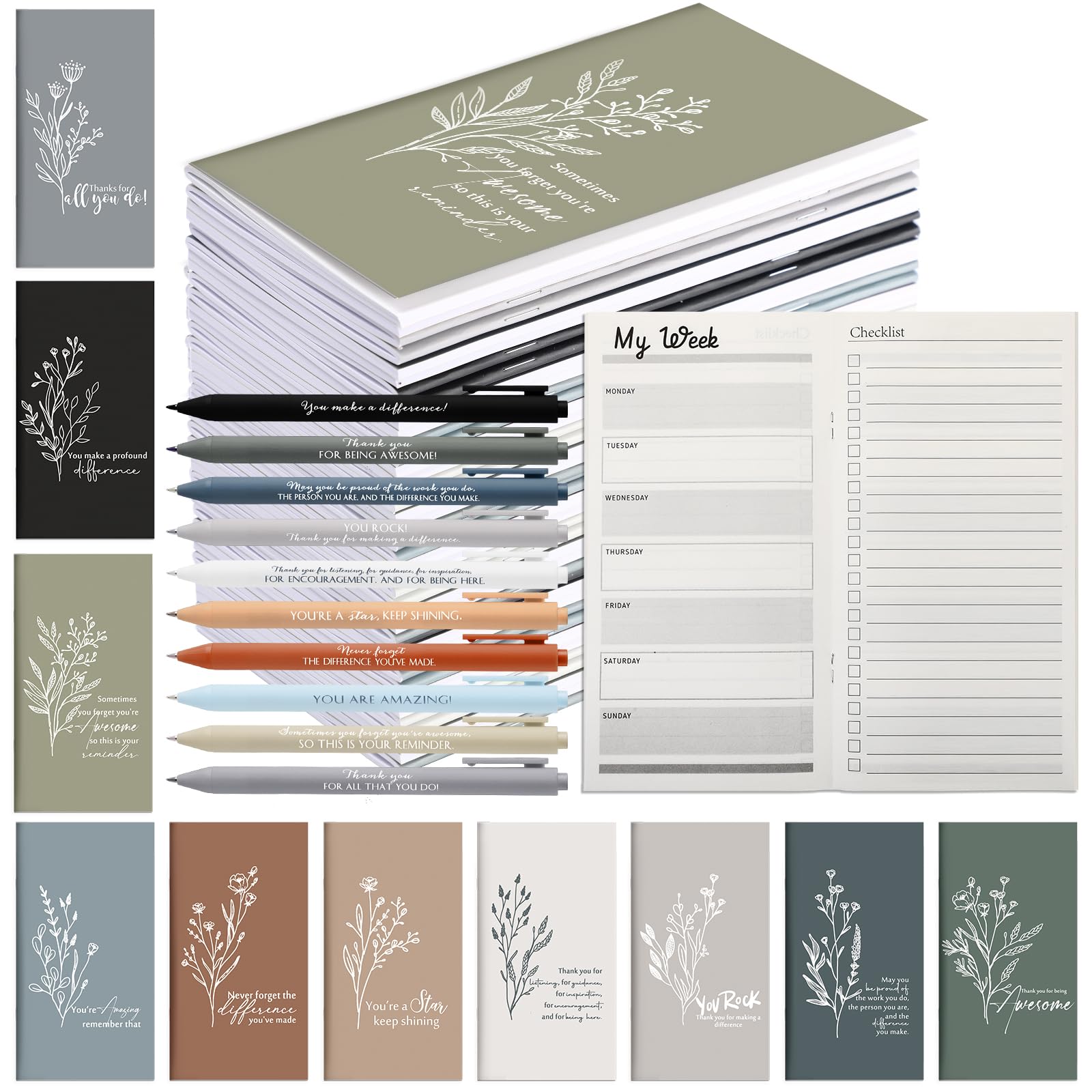 Tellingyou 30 Set Employee Appreciation Gifts Bulk 2026 Mini Pocket Planner with Pen Daily Weekly to Do List Notepad Motivational Journal Thank You