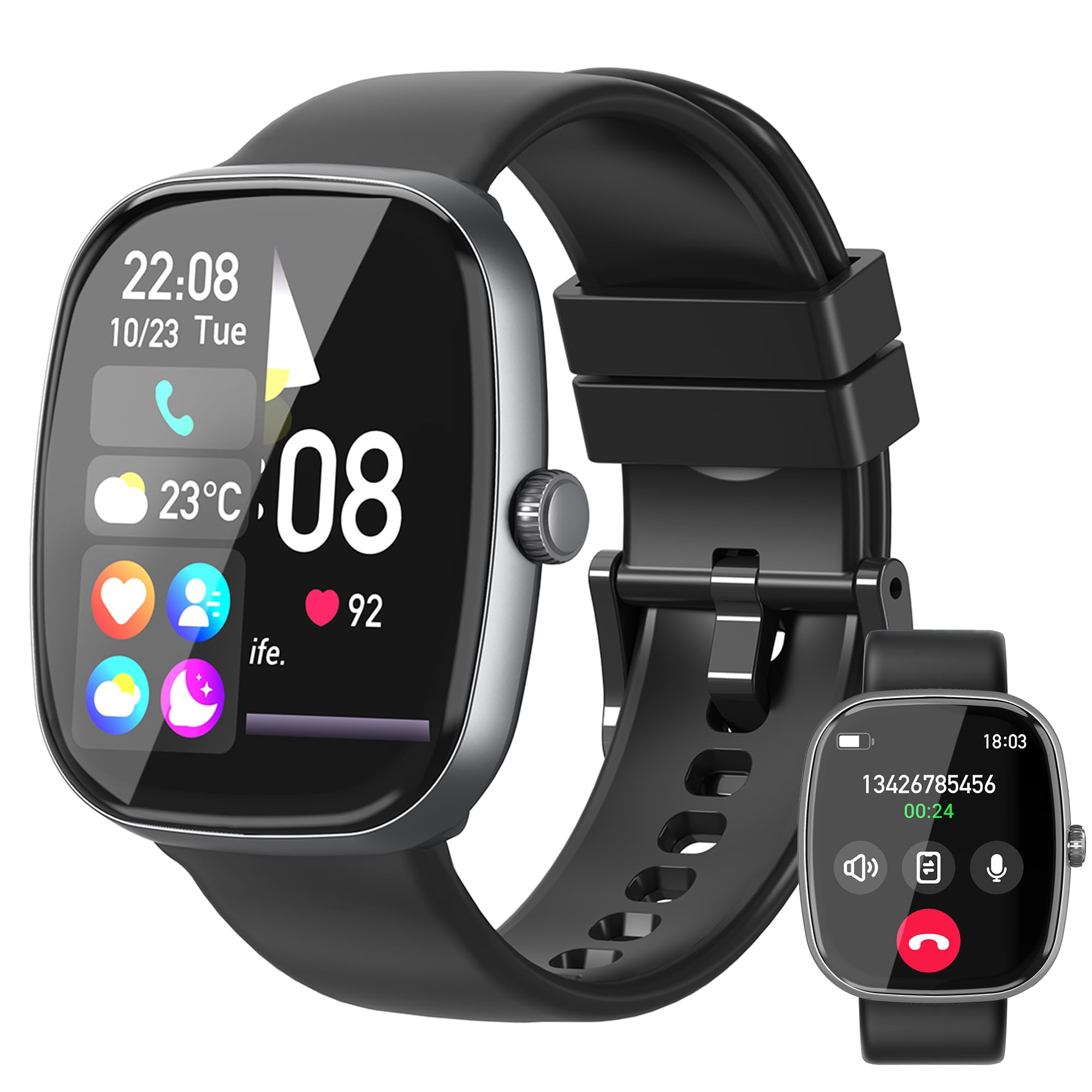 Smart Watch for Women Men, 1.85" HD Fitness Watch with 120 Sports Modes, 5.3 Bluetooth Call, 250+ Custom Dials, Heart Rate/Sleep Monitor Fitness Tracker, IP68 Waterproof Sport Watch for iPhone/Android
