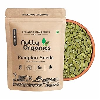 NUTTY ORGANICS Natural Pumpkin Seeds 200GM | Raw Pumpkin Seeds for Eating- Immunity Booster and Protein Rich Seeds | Healthy Diet Snacks | Weight Management - image, photos