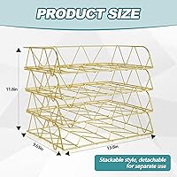 Vista 2 de Yeaqee Organizador de escritorio dorado apilable de 4 niveles, bandeja de papel, organizador de archivos de escritorio de letras de metal, soporte