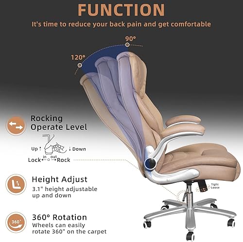 Miniatura 5 de Sucrever Silla de oficina ejecutiva sillas de oficina grandes y altas para personas pesadas asiento ancho de 400 libras silla de oficina de cuero