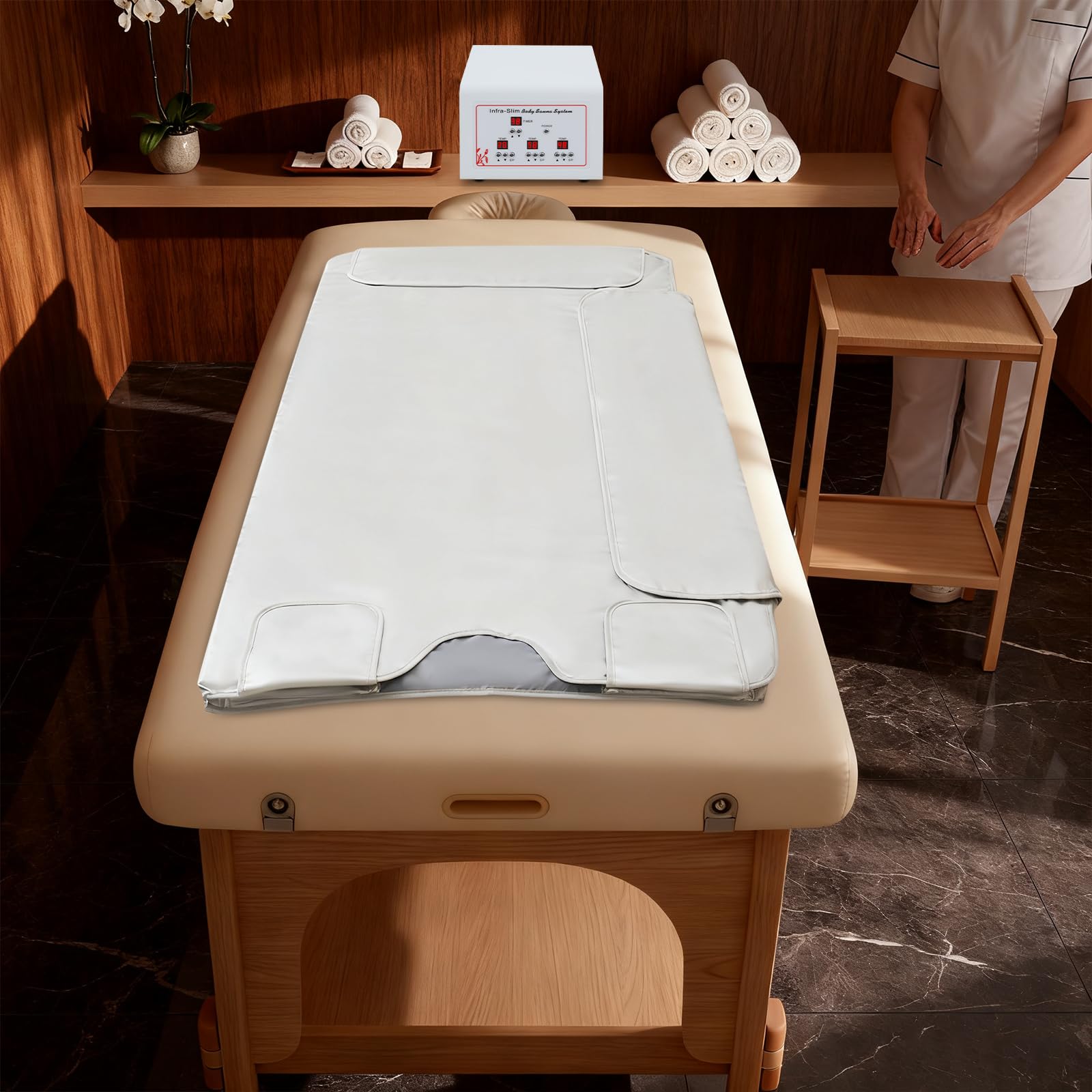 Coperta per sauna a infrarossi, coperta per terapia del calore a infrarossi lontani per la casa, controllo della temperatura a 3 zone e timer, pieghevole, ideale per la disintossicazione, la perdita