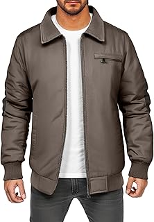 Mens Sherpa Fleece Lined Jacket Waxed Canvas Coat Full Zipper Waterproof Windproof Jackets Winter Coats with Pockets