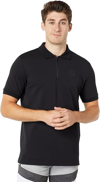 Karl Lagerfeld Mens Collared 1/4 Zip Chest Logo Pullover Polo