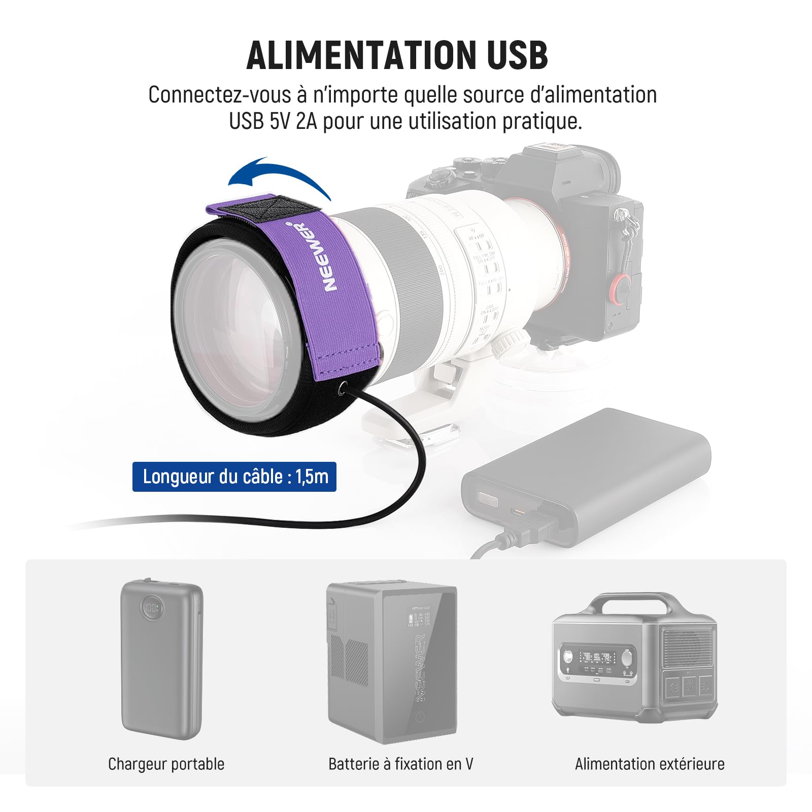 NEEWER 16"/400mm Chauffe-Objectif USB pour Télescope, Bande Chauffante Anti-Buée,3 Niveaux de Température, Empêche Condensation de Rosée pour DSLR Caméra sans Miroir Jumelles Astrophotographie, HW-29B