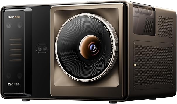 Hisense XR10 Triple Laser 4K Projector, 6000 ANSI Lumens, 60001 Contrast, IRIS Lens, 0.84-2.01 Optical Zoom, Lens Shift,65 - 300, Dolby Vision, IMAX Enhanced, Vidaa OS, Tuned by Devialet