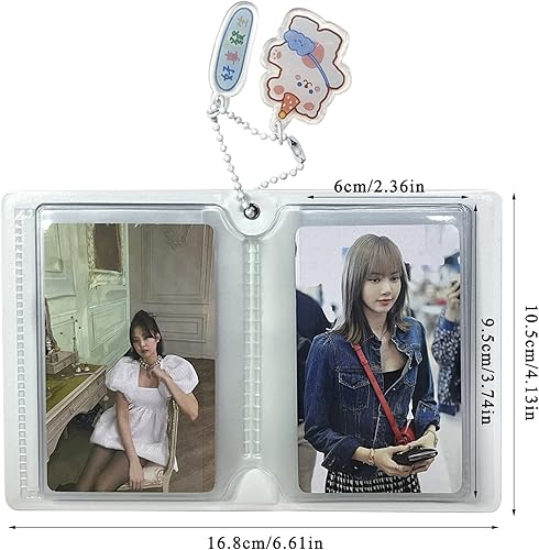 Miniatura 5 de Portatarjetas para tarjetas de fotos, mini álbum de fotos, 40 bolsillos, 3 pulgadas, tarjetero con diseño de corazón, mini álbum hueco (blanco)