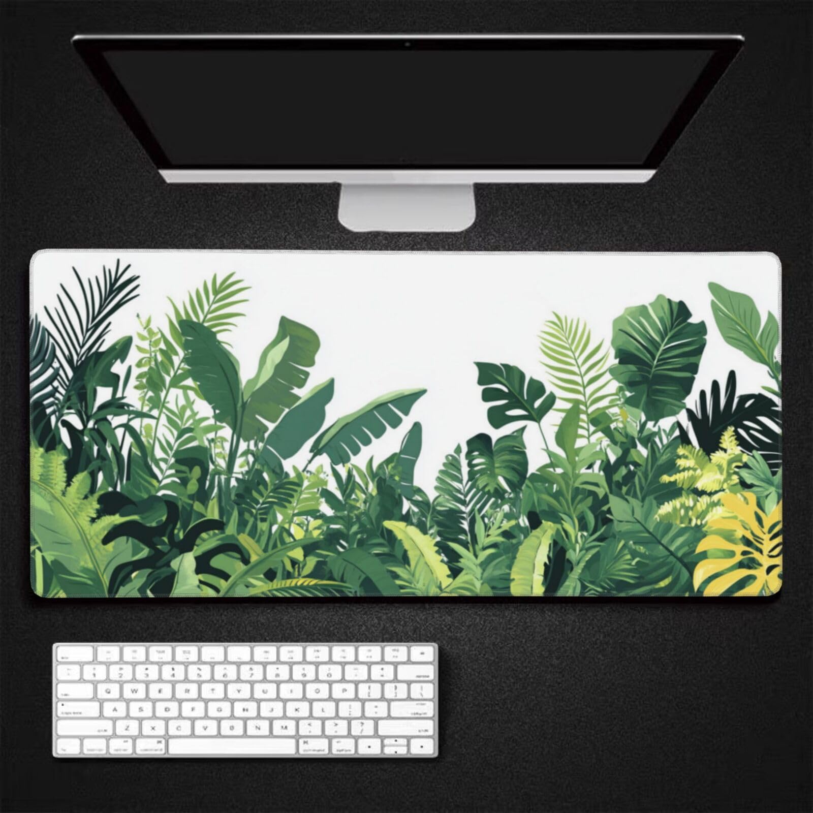 Tapis de Souris XXL 90 x 40 cm, Vert & Feuille Tapis de Bureau G667