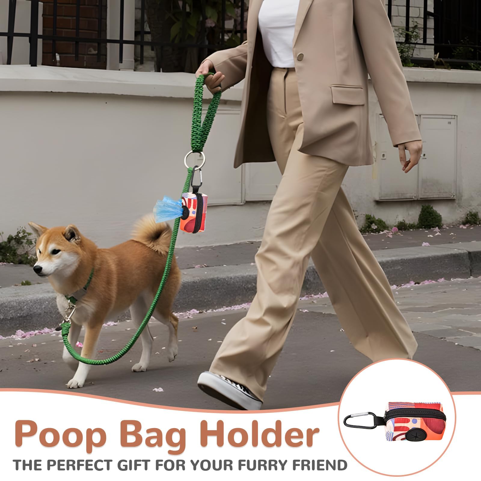 ICEMOOD Dog Poo Bag Holder With Easy Dispensing Hole, Leash Attachment and Creative Fashion Print - Image 3