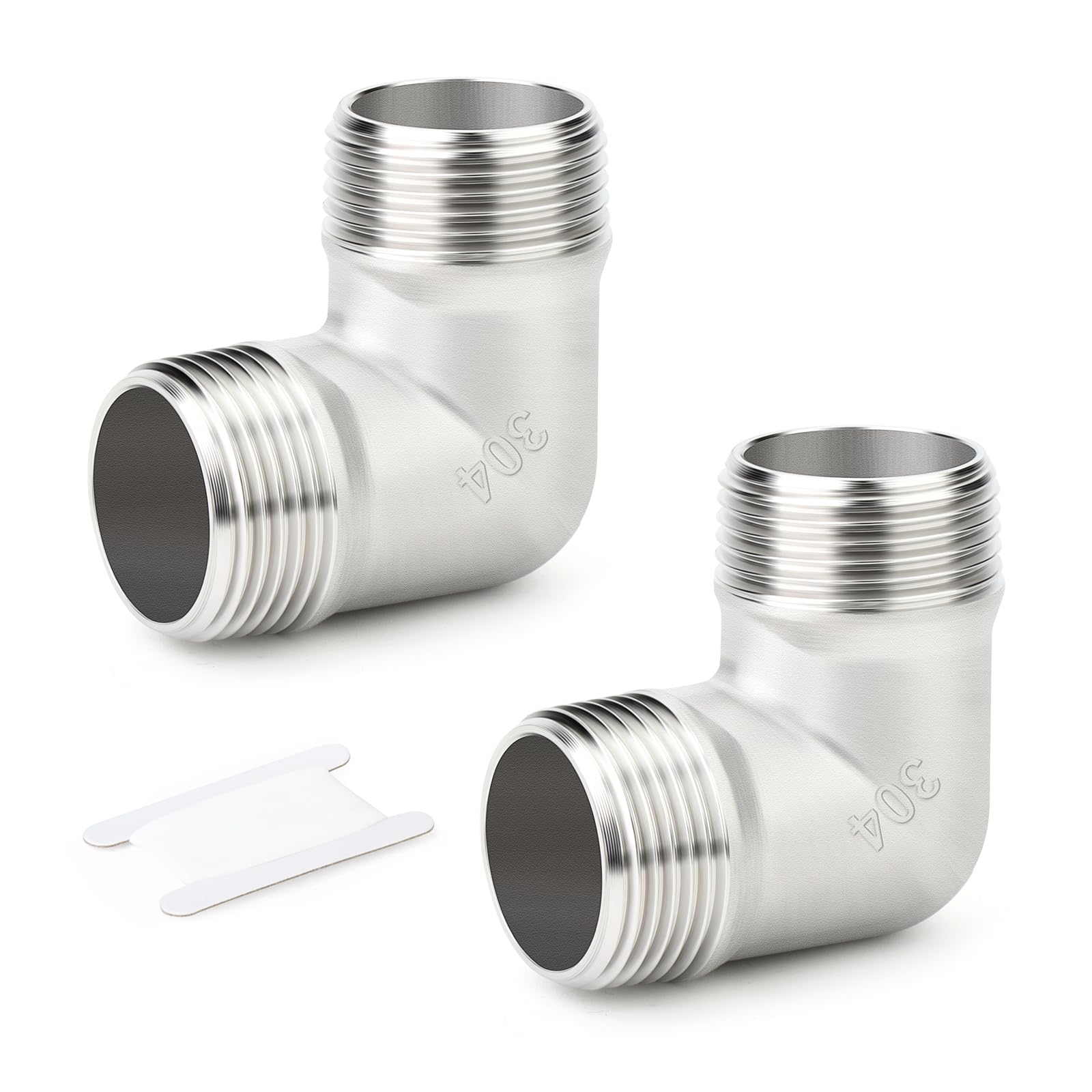 2 PCS 304 Stainless Steel 90 Degree Elbow,1/4" BSP Male × 1/4" BSP Male Thread Pipe Fitting