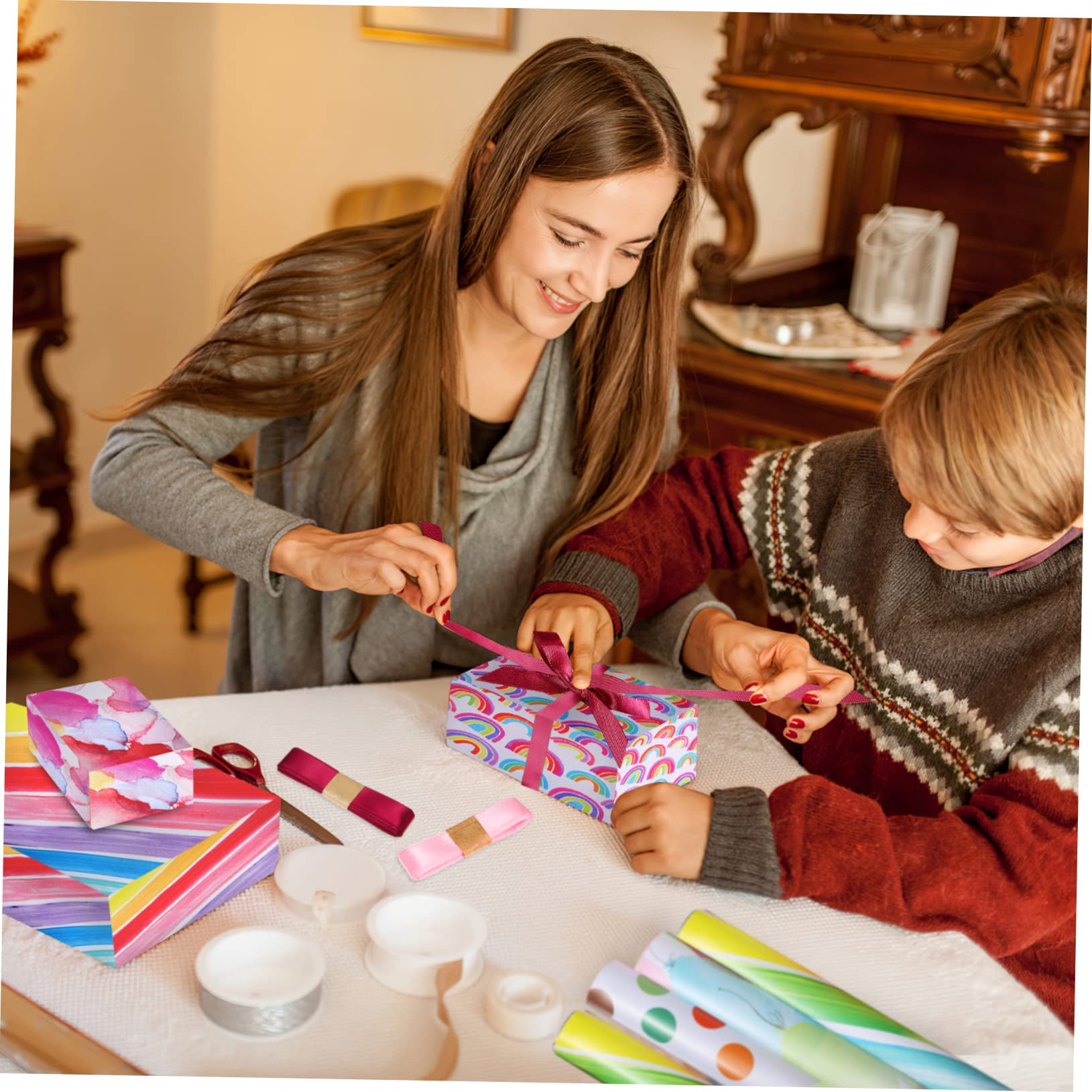 Healifty 1satz Geschenkpapier Für Geburtstagsgeschenke Mit Bastelpapiere Und Bunten Bändern Für Kreative Verpackungen Und Bastelprojekte