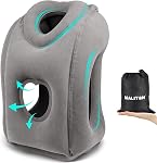 Maliton Oreiller de voyage gonflable pour avion (noir) - Dormir confortablement pour soulager le cou, Douleurs de selle, Oreil gonflable tête de soutien pour longs vols,Utilisé pour avions,Bureau