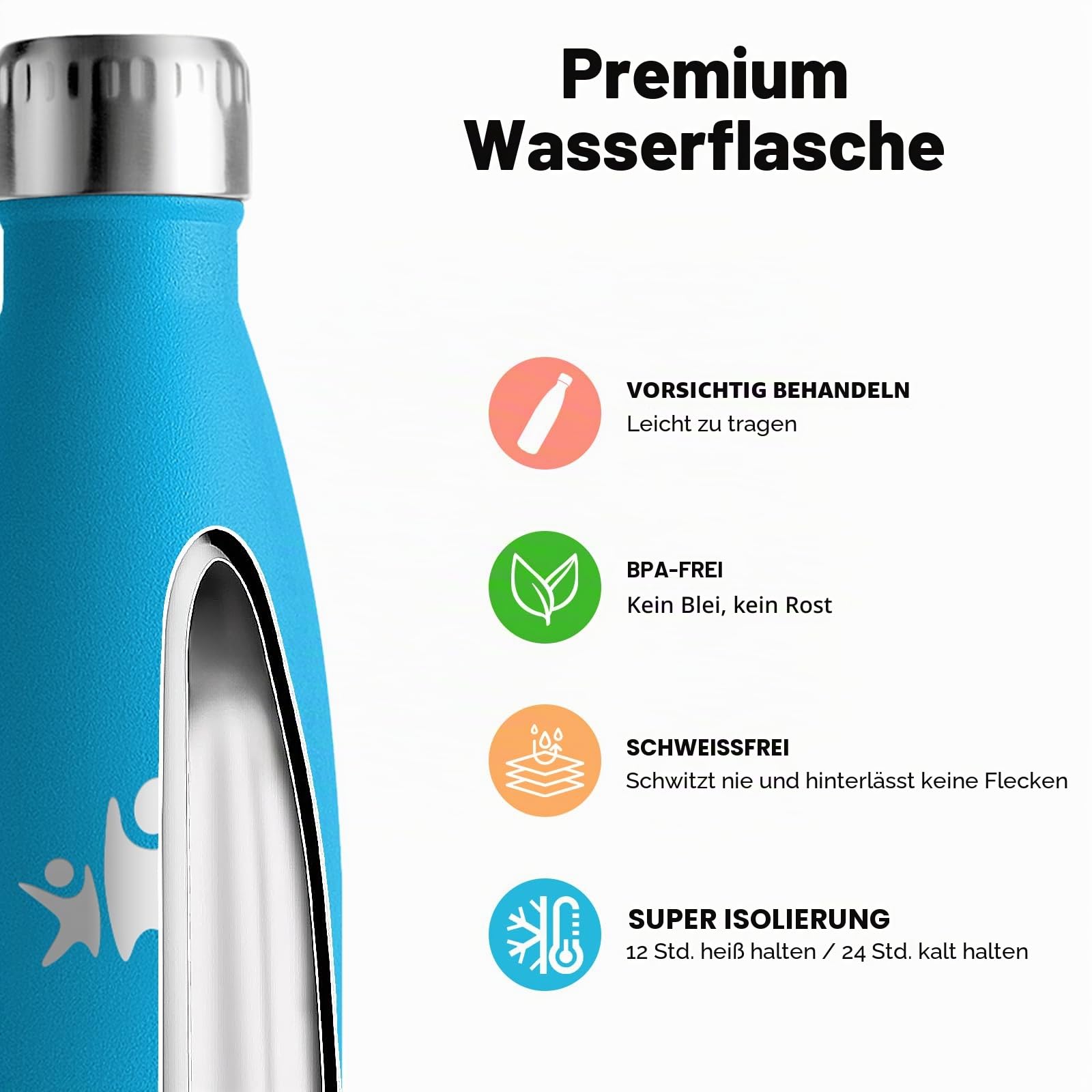 Trinkflasche Edelstahl, Trinkflasche 0 75 liter, BPA-Freie, Thermosflasche Doppelwandige, Thermosflasche Auslaufsicher, Kann mit dir Tragen, Wasserflasche Metall, Wasserflasche für Camping, Yoga