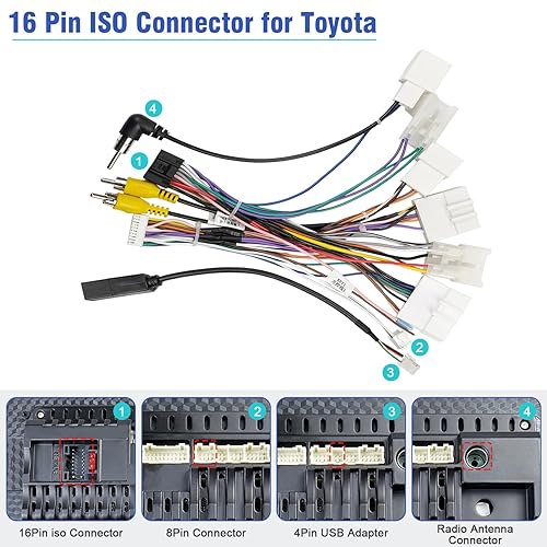 Miniatura 2 de Jayubien Kit de arnés de cableado de radio Android de repuesto para Toyota Camry Corolla RAV4 ISO 2012-UP Adaptador estéreo de coche con conectores