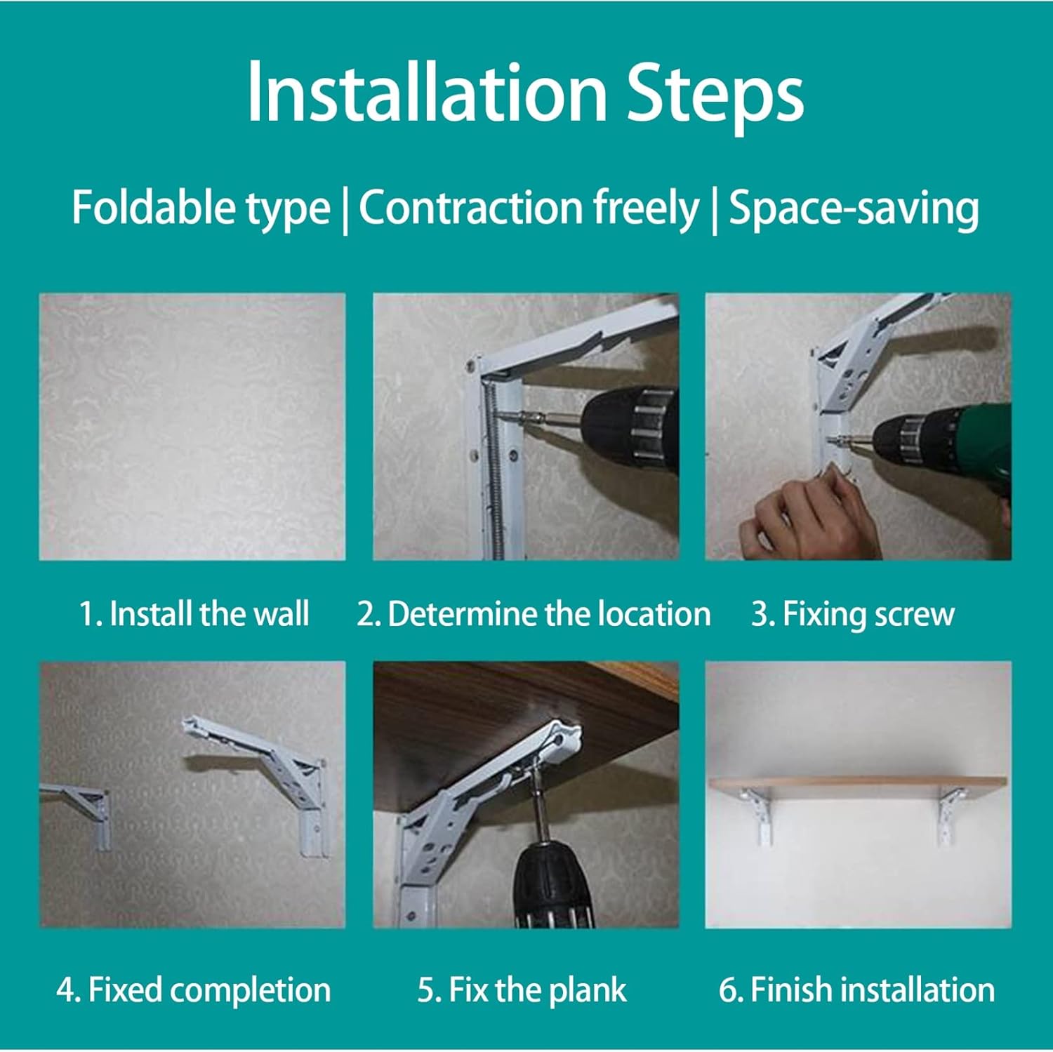 Space-Saving Drop Leaf Table, Wall-Mounted Folding Desk, Solid Wood Floating Workbench, 70KG Load Capacity, Ideal for Small Spaces, Modern Design (Color: Black)