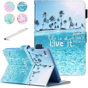 iPad mini Case, FANCITY Mini 4 Mini 5 Mini 3/2/1 Smart Wake Sleep Case with Kickstand [Card Slot & Pen Holder] PU Leather Protective Cover for Apple iPad mini 4 Mini 5 2019, Mini 2/3 - Beach