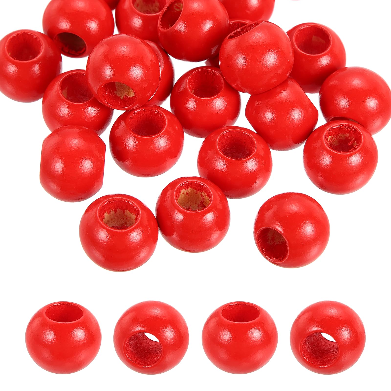 PATIKIL 25pcs 20mm Red Natural Wood Beads with 10mm Hole โ image 1