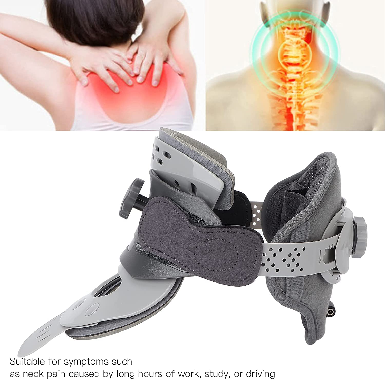 Collarín Cervical ergonómico - Dispositivo de tracción del Cuello Cervical con 3 Controles de Temperatura - Camilla de Soporte de Cuello Flexible Ajustable para aliviar el Dolor
