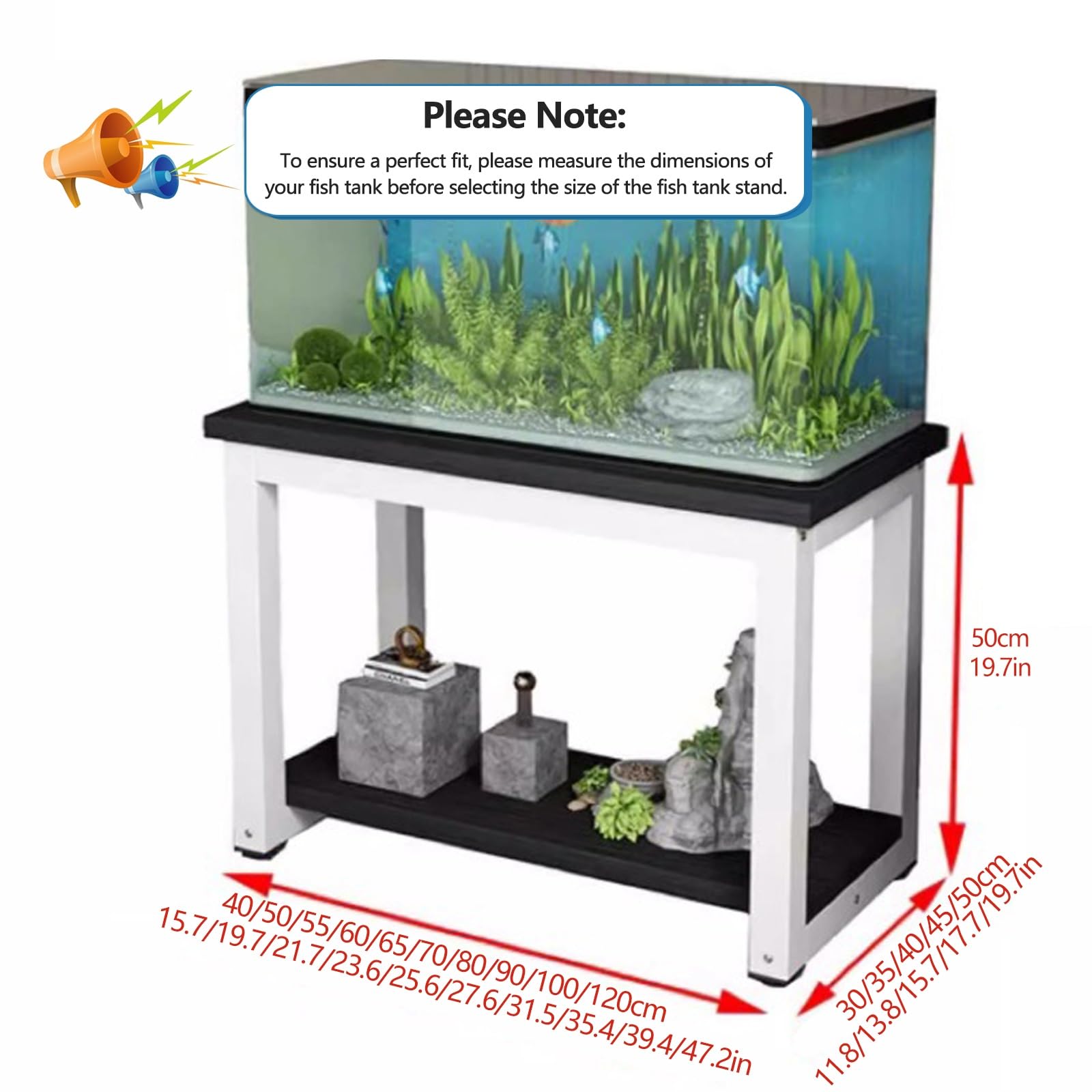 Metalowy stojak do akwarium z półkami do przechowywania, 2-poziomowy stojak terrarium do domowego biura salonu