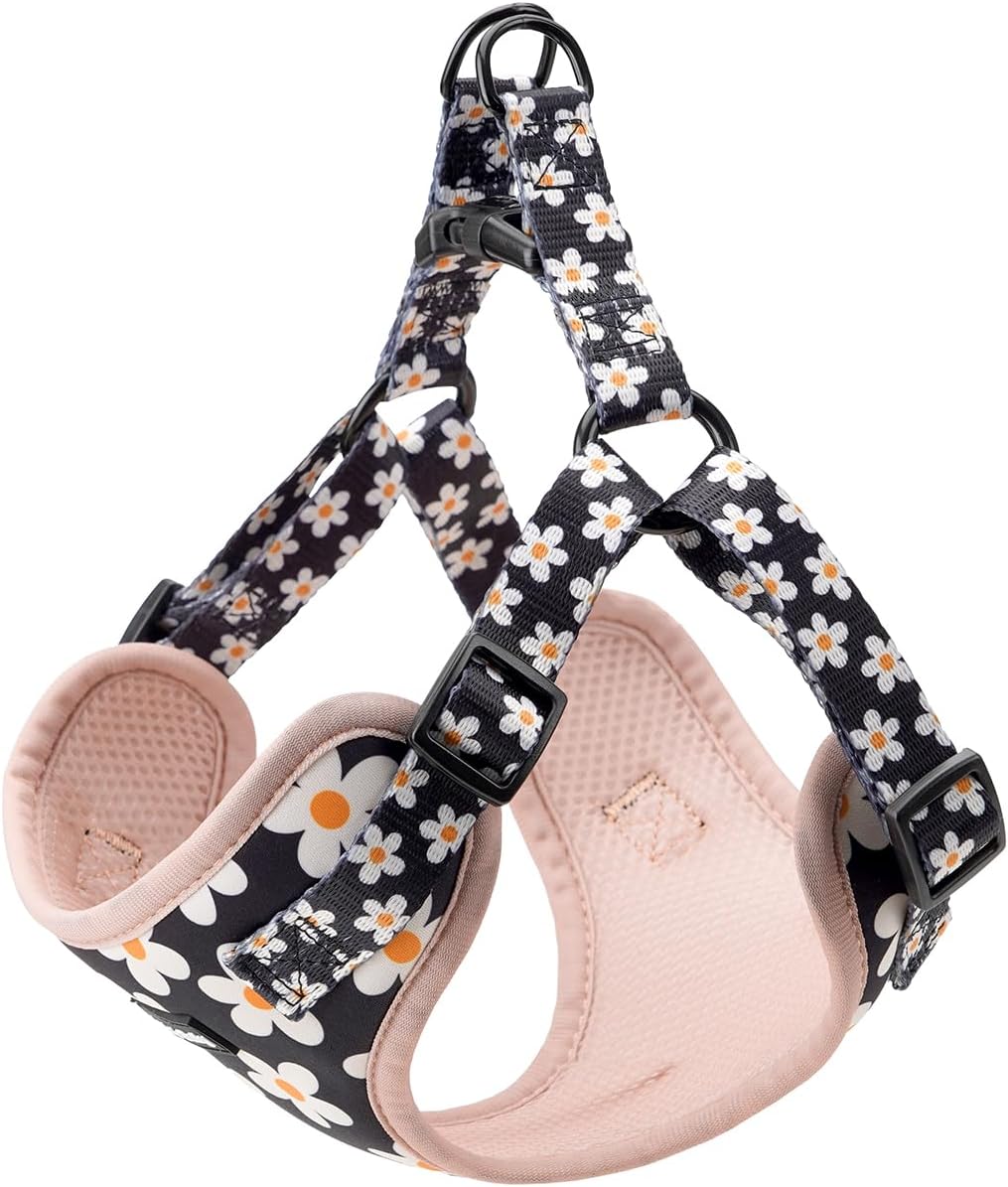 Jack & Bully Dog Harness, No Pull Vest Step-in Adjustable Neoprene Soft with Breathable Mesh, All Weather, French Bulldog, (Large, Daisy)