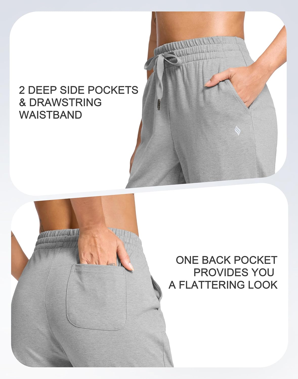 SANTINY 31"/33"/35" Women's Tall Cotton Sweatspants Yoga Lounge Casual Pants Open Bottom Sweat Pants for Women with Pockets - Image 4