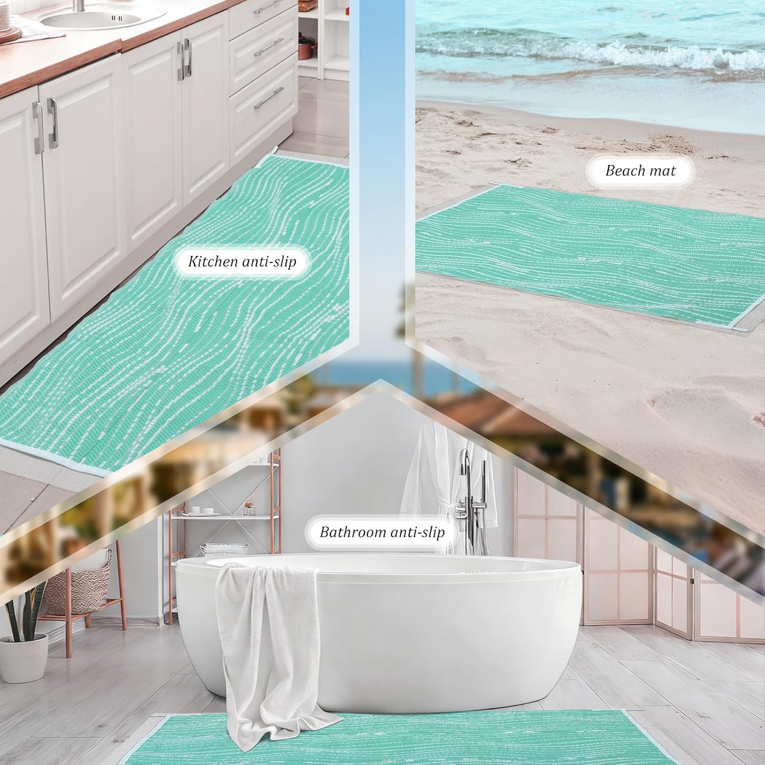 Tinideya 4 x 6 ft Pool Mats for Deck Pool Rugs Outdoor Waterproof Non Slip Outdoor Deck Rug with Non Slip Pad for Patio and Poolside