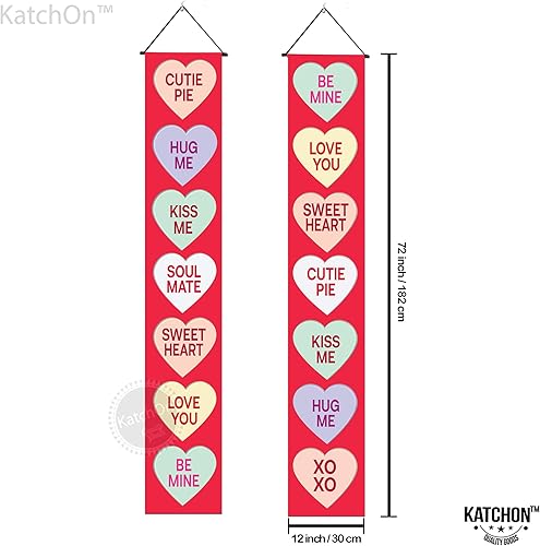 Miniatura 4 de KatchOn, Cartel de puerta de San Valentín con corazones de conversación  Xtragrande 72 x 12 pulgadas  Pancartas de San Valentín  Decoración de