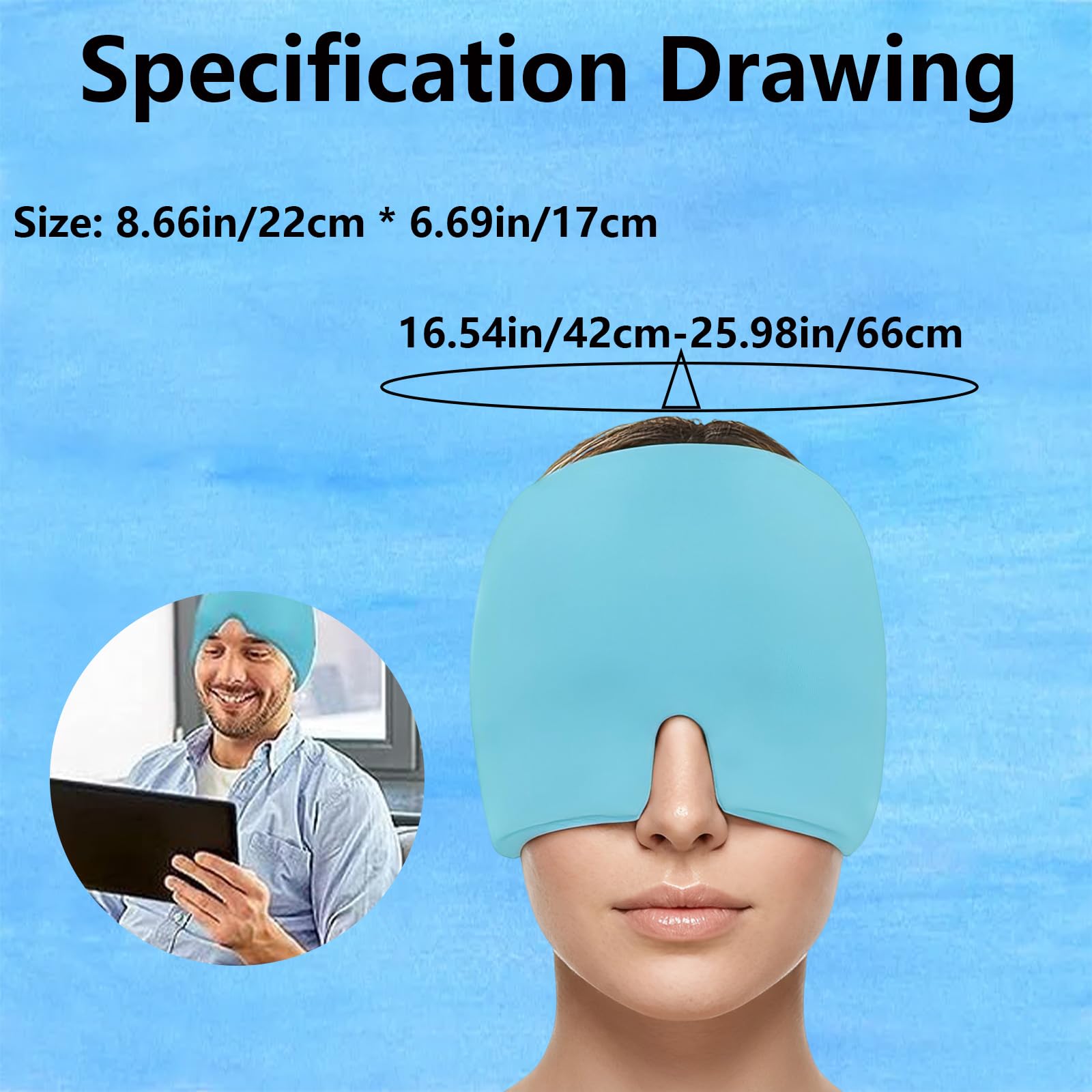 Migraine Relief Cap For Women, Migraine Cap, Migraine Relief Cap, Lightweight Cooling Eye Mask For Eye Fatigue Relief, Wearable Cold Compress For Eyes And Headache Relief Cap For Adults — Amazon image 2