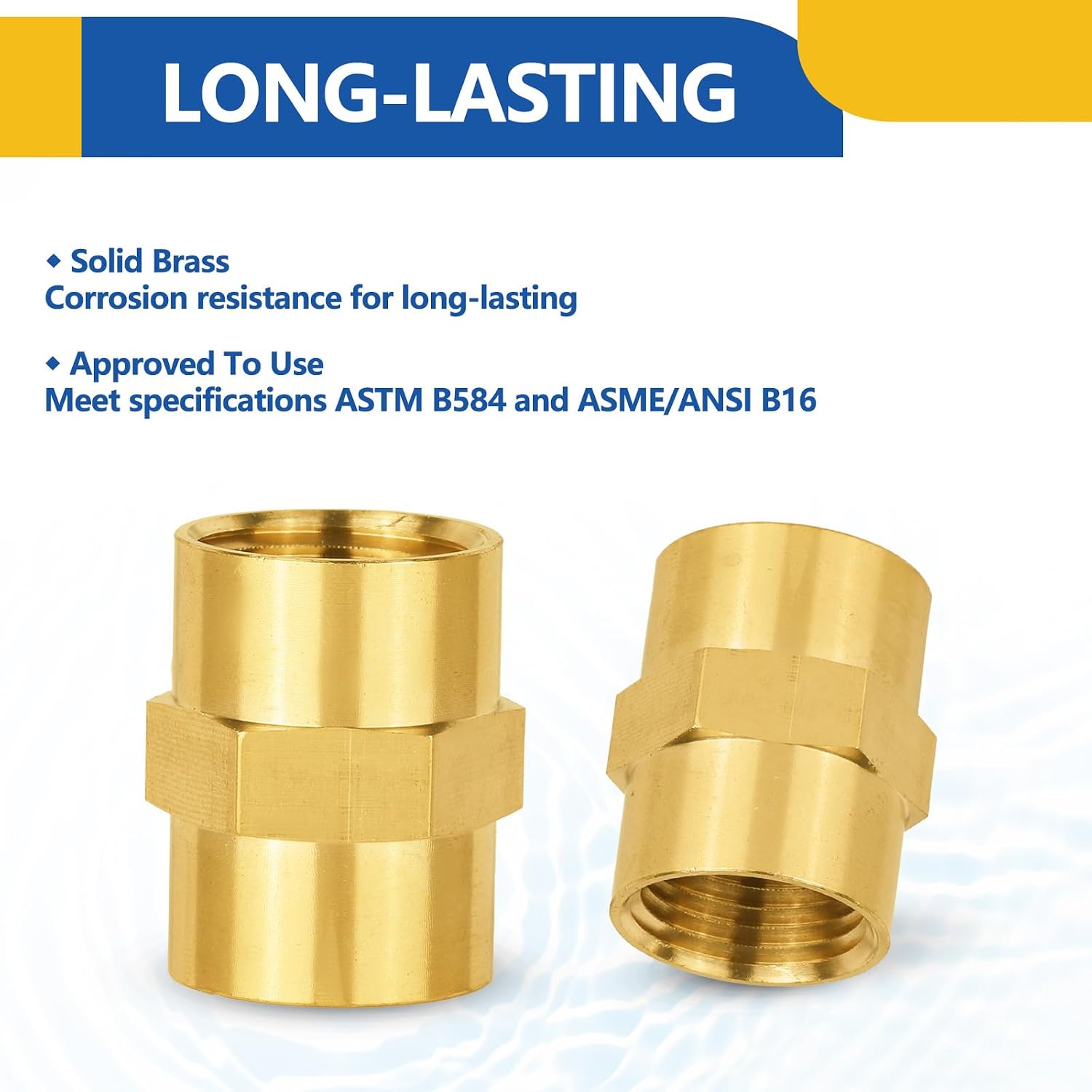 20-PACK GUOFIS Brass Pipe Fittings Coupling,3/8" NPT Female to 3/8" NPT Female, For Link Between Two Pipe or Fittings