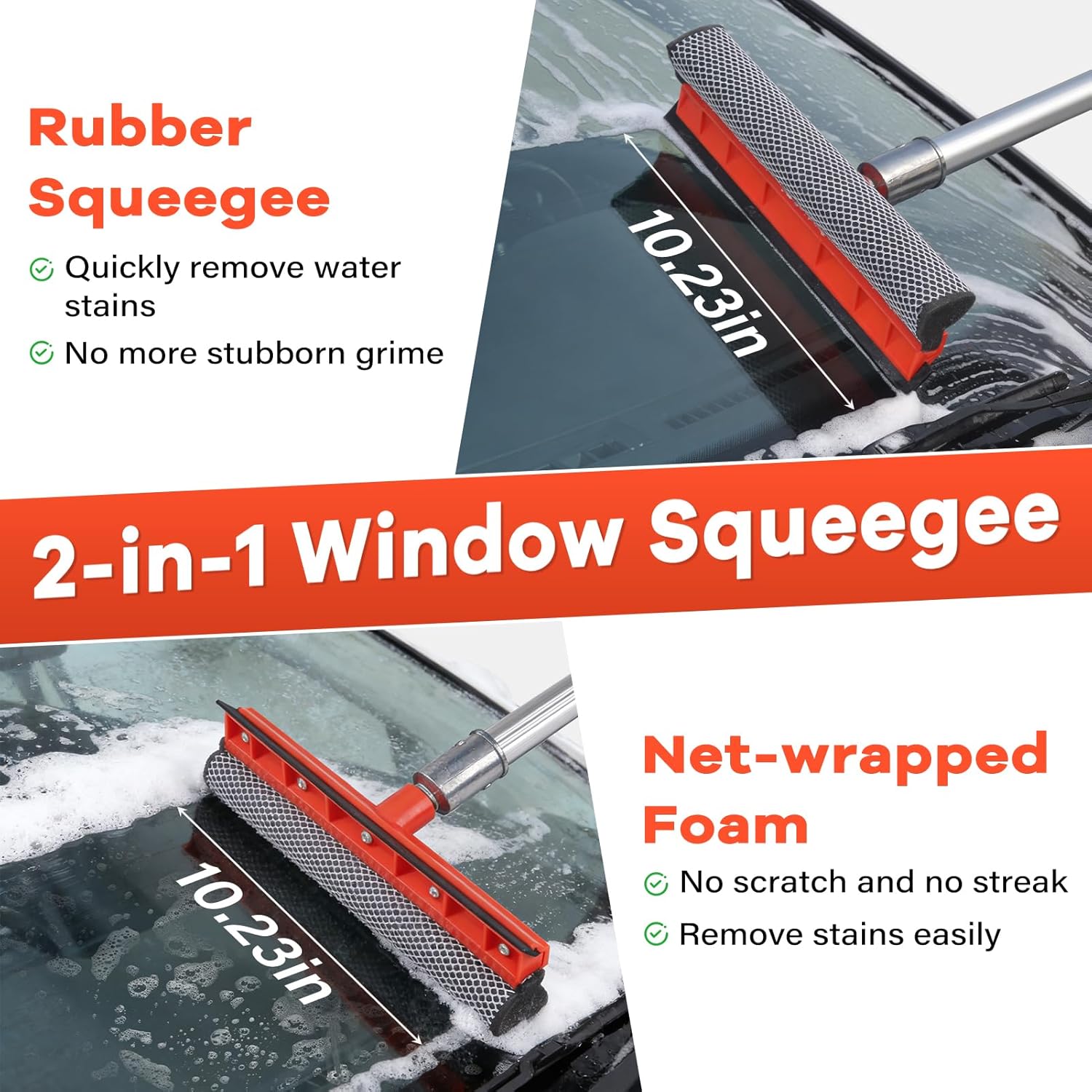 Car Wash Brush with Long Handle,144" Scratch-Free Soft Bristle Car Cleaning Kit with Extension Pole,Microfiber Clean Mop,Window Squeegee,Mitt,Wheel Brush for RV,Truck,SUV,Siding Washing