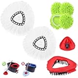 Chenille Mop Heads Replacements 4 Pcs & 2 White Mircofiber &1 Brush Head & 1 Base Set for Ocedar Easywring 1-Tank System,Reusable Microfiber Spin Mop Replacement Head for Floor Cleaning and Tile