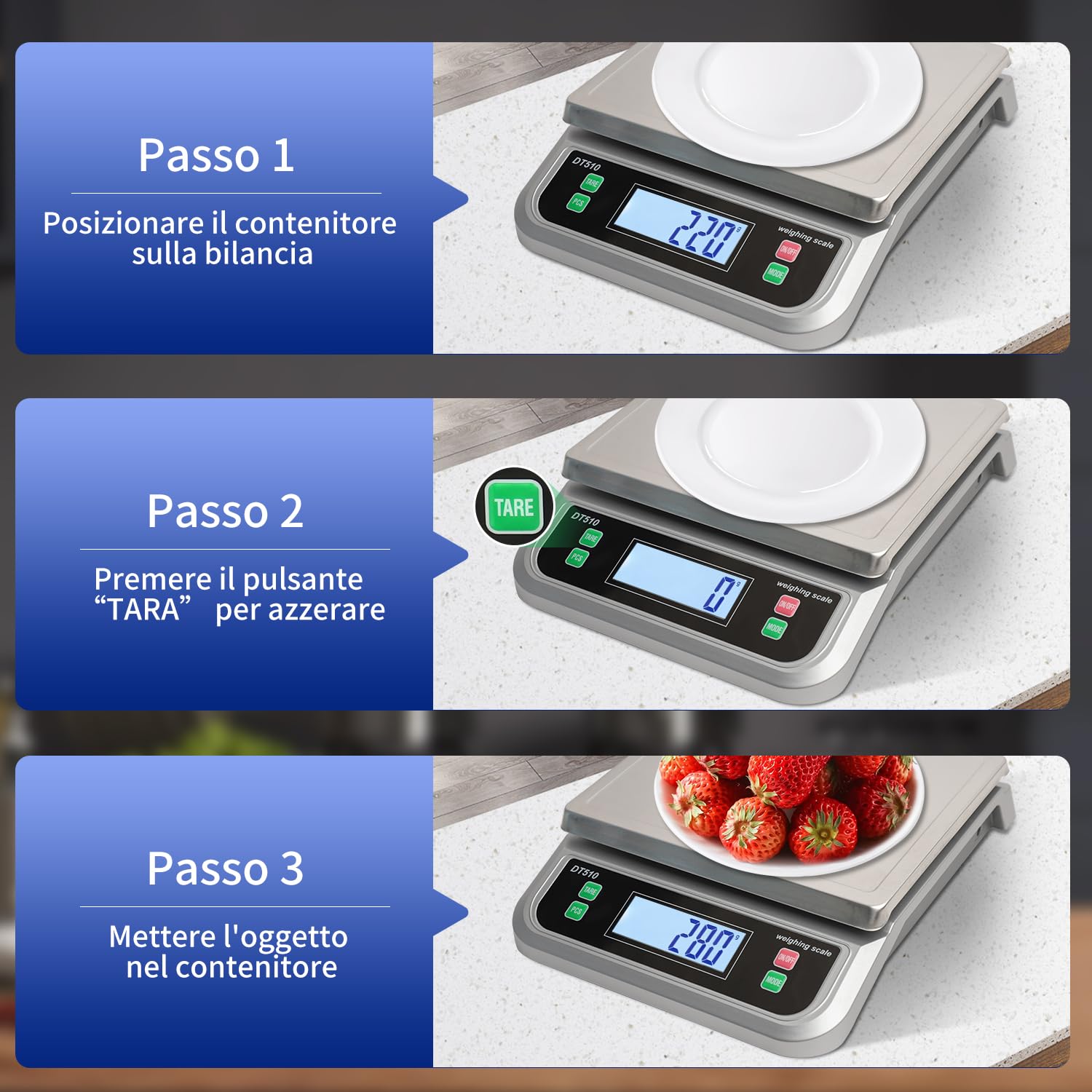 bascula profesional panaderia 40kg Báscula digital de cocina con Función Tara PCS y g/oz/lb/kg/leche/ml/ml 6 Unidades báscula de cocina con Pantalla LCD Acero Inoxidable báscula electrónica