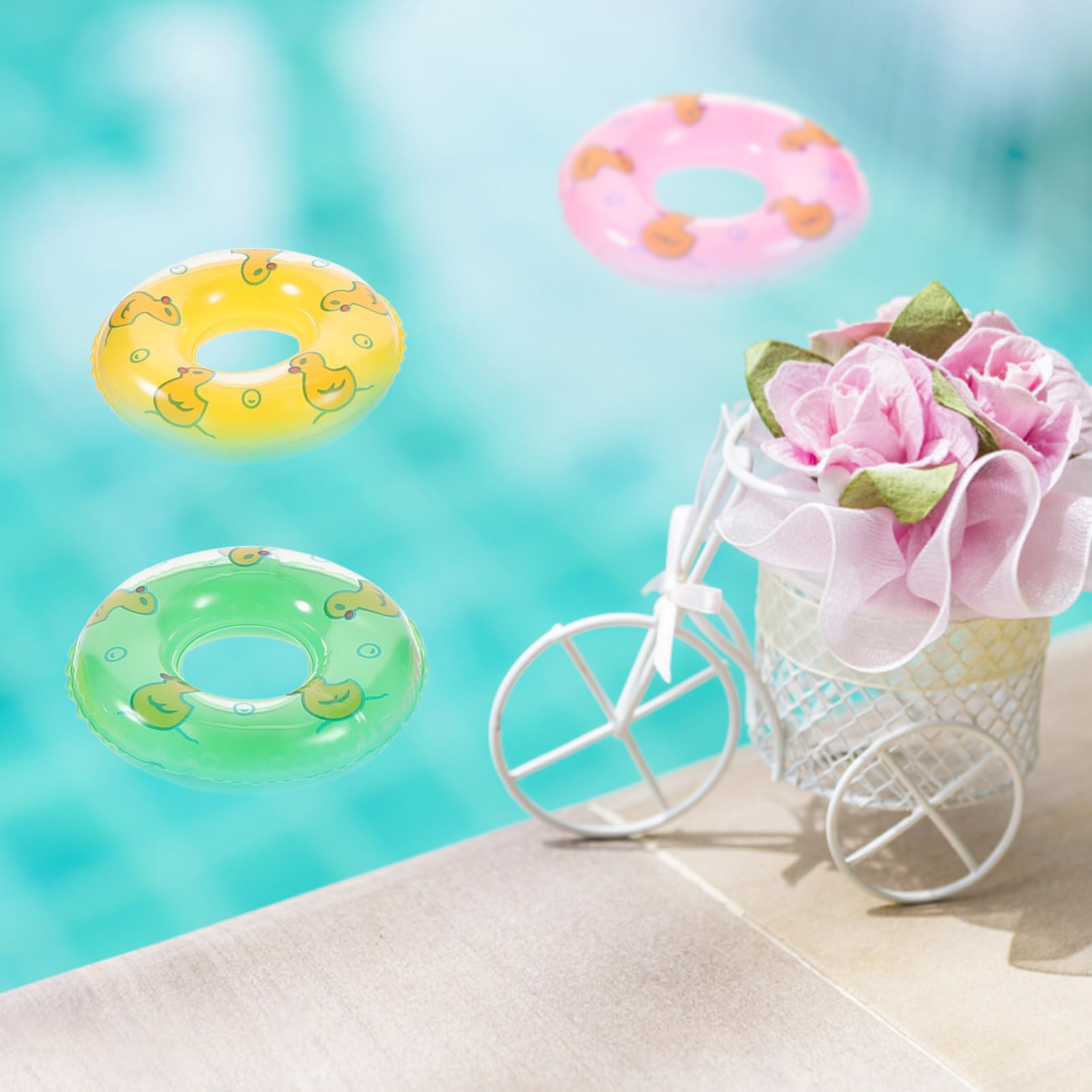 Beavorty Lot de 15 Mini Bouées Gonflables pour Piscine, Accessoires Photo, Maison de Poupée, Couleurs Assorties Beavorty Lot de 15 Mini Bouées Gonflables pour Piscine, Accessoires Photo, Maison de Poupée, Couleurs Assorties