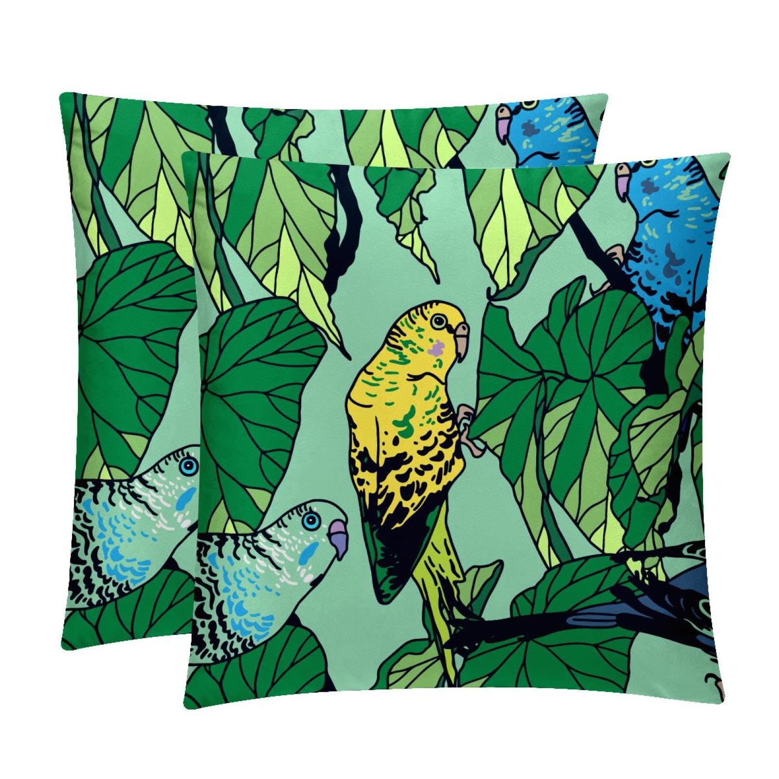 TDGKPZ Birds Tropical Throw Pillow Covers 2 Pack Cushion Cases Decorative Pillow Cases Home Decor 40x40cm