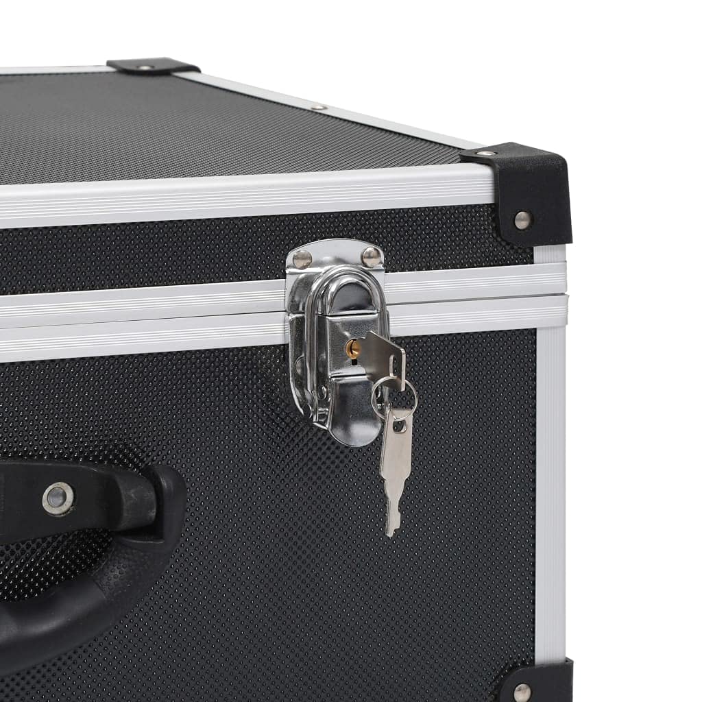 Gecheer Valigetta per CD con chiusura a chiave, per 60 CD, in alluminio, ABS, colore nero