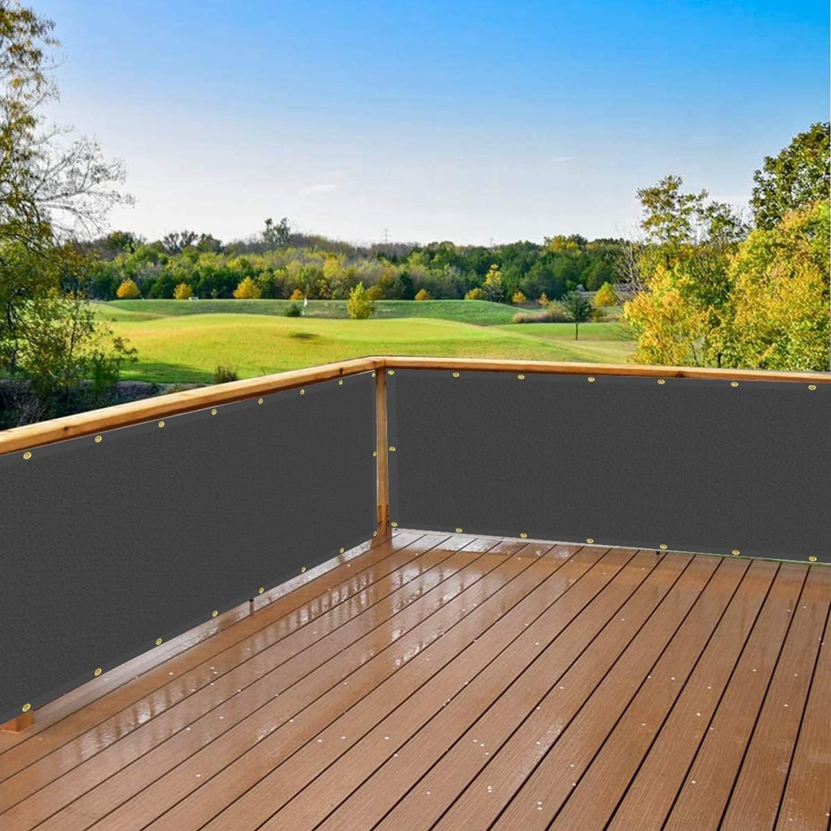 Balcony Privacy Screen Fence Cover 4'x16', HDPE Shade Mesh Fabric with Cable Ties, 90% Visibility Block, UV & Wind Protection for Patio, Deck, Porch, Pool, Backyard, Apartments Railing