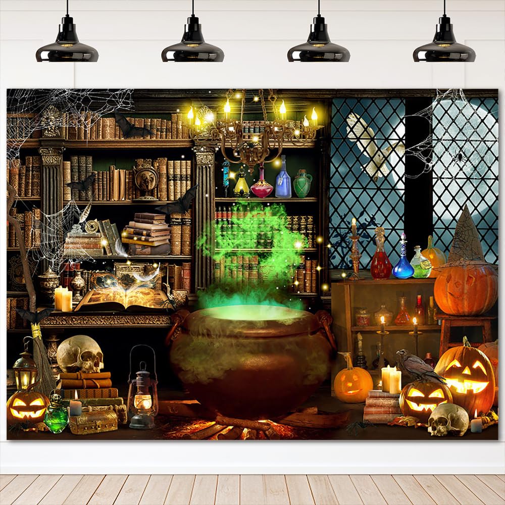 Mocsicka Halloween Magic Backdrop Mid Century Vintage Witches Halloween Party Background Spooky Retro Witch Halloween Birthday Party Decorations Photo