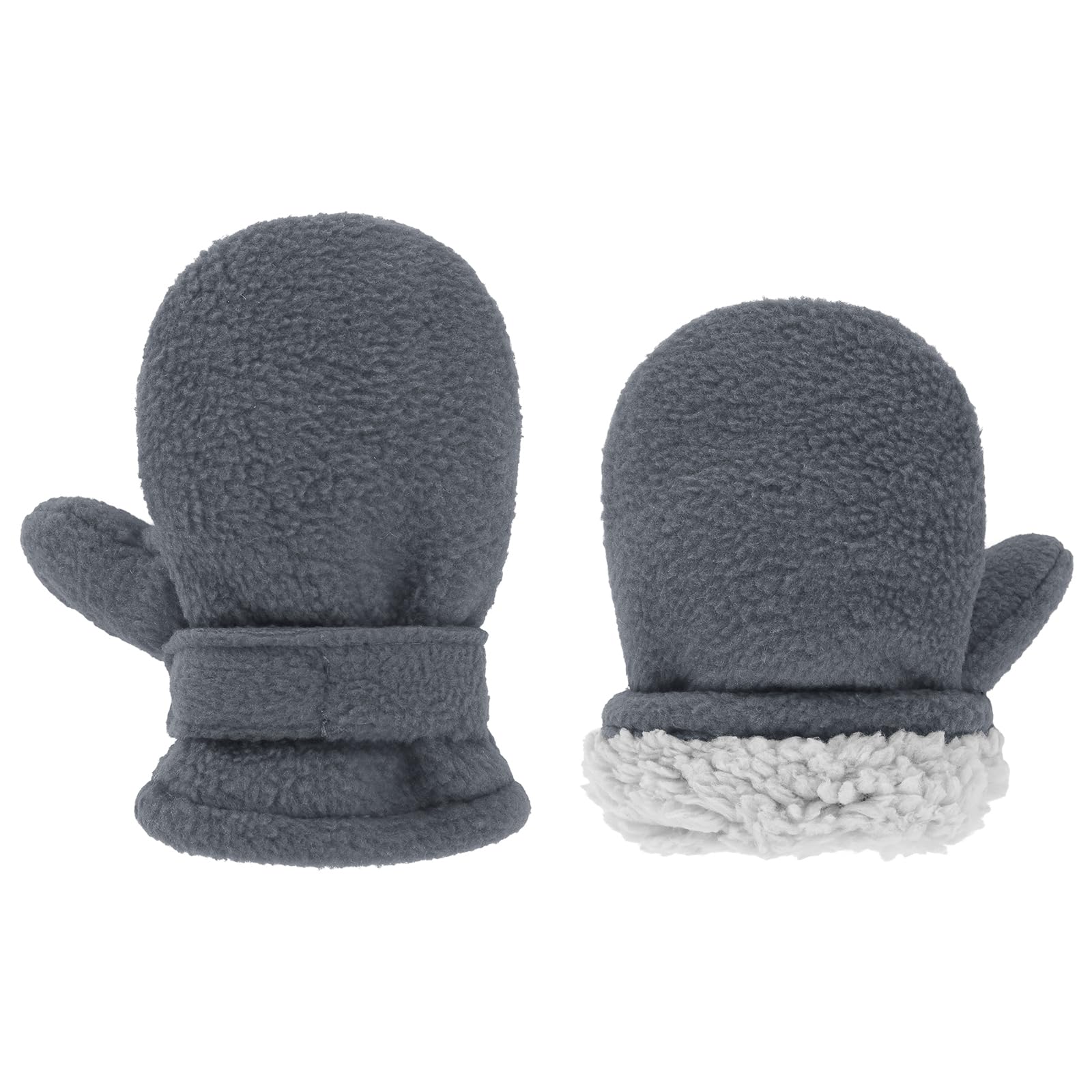 American Trends Guanti da neve per bambini, 3 paia di guanti da neve per bambini, in pile caldo, per bambini, colore nero, blu navy e grigio scuro, M (misura 1-2 anni)